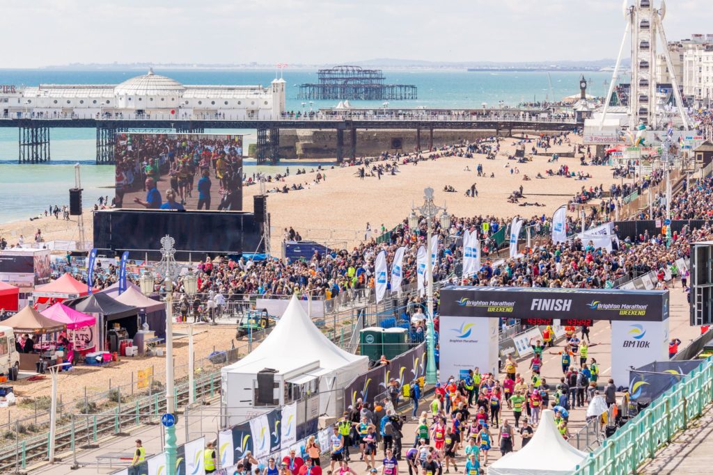 Image of Brighton beach during the marathon.