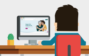 Imagen ilustrada de alguien visitando nuestro sitio web en una computadora.